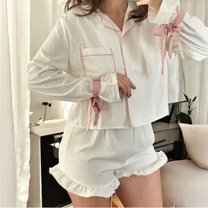 Nordic Peace Bow Tie Cuffs Pajama Set